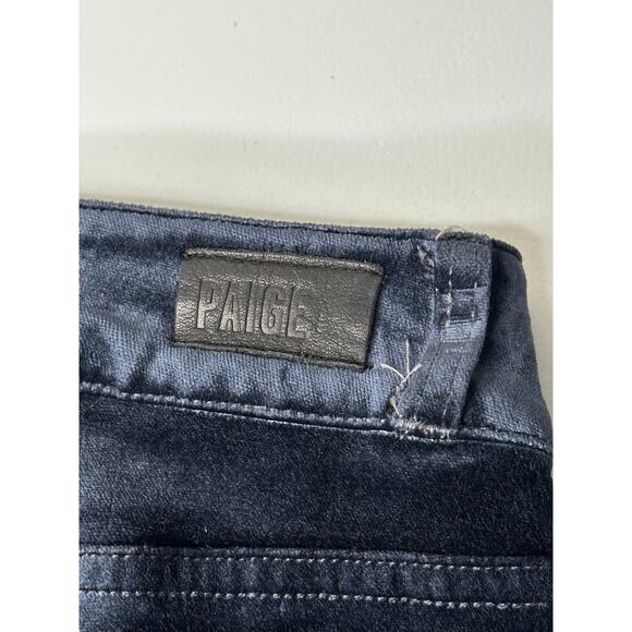 Paige Verdugo Ultra Skinny Blue Velvet Pants Mid Rise Full Length Winter Soft 24 - Picture 6 of 10
